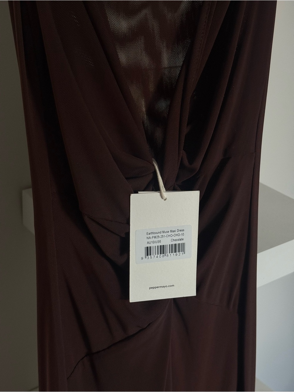 NWT Peppermayo Brown Cow Neck Earthbound Muse Maxi Dress - Size US6 - Picture 5 of 5